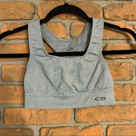 Champion Womens Sports Bra Gray Athletic‎ Workout Fitness Racerback Compression - Picture 1 of 3